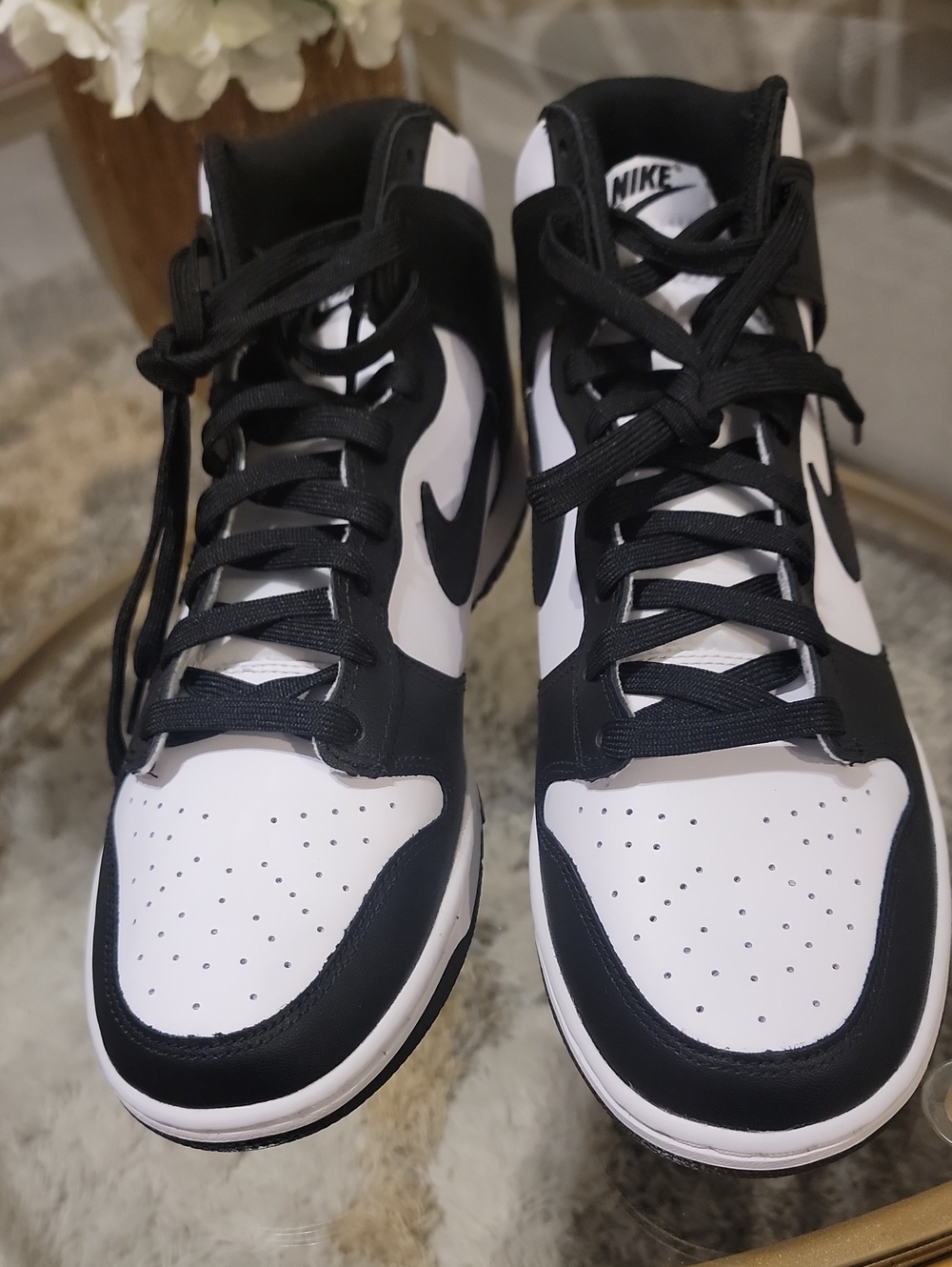 Black And White Men's Nike Dunk High Top 'Panda'Shoes. Size 10 Never Worn.